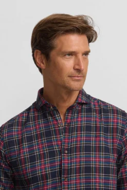 Hombre Silbon Camisas>Camisa sport cuadro tartan bicolor