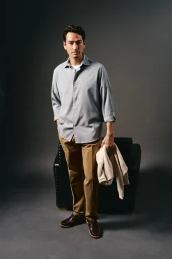 Hombre OOTO Camisas>Camisa twill liso tencel algodón