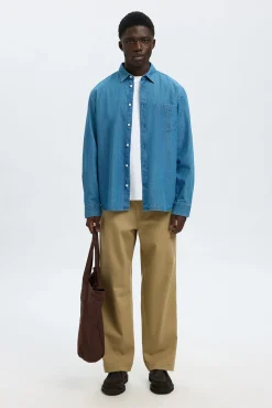 Hombre Selected Camisas>Camisa vaquera ligera 100% algodón orgánico.