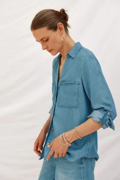 Mujer Cortefiel Blusas>camisa vaquera tencel