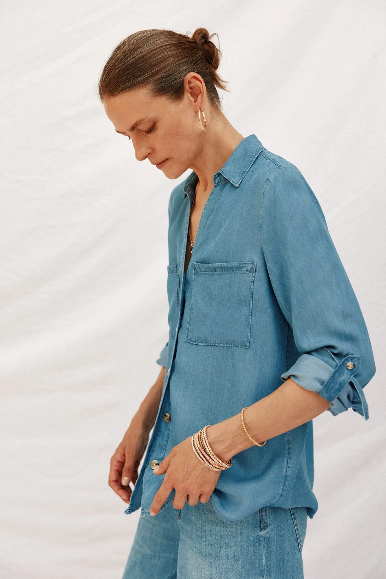 Mujer Cortefiel Blusas>camisa vaquera tencel