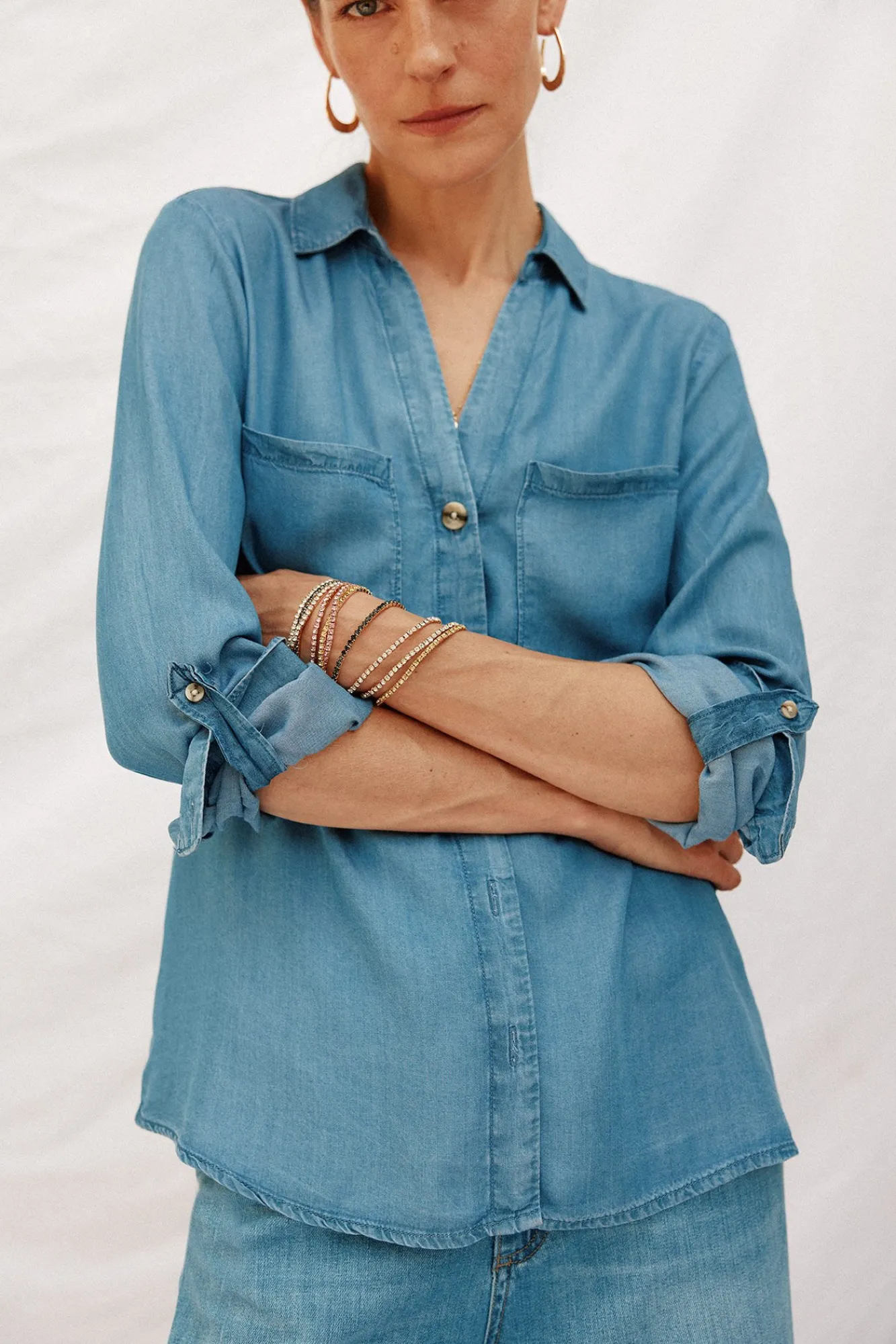 Mujer Cortefiel Blusas>camisa vaquera tencel