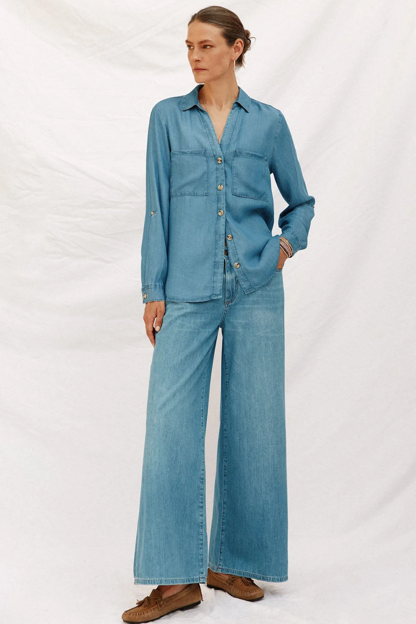 Mujer Cortefiel Blusas>camisa vaquera tencel