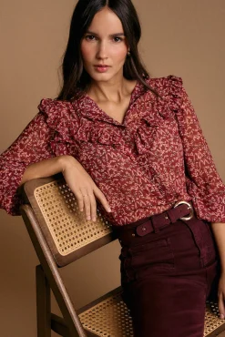 Mujer Polín Et Moi Blusas>Camisa volantes estampado Lidia