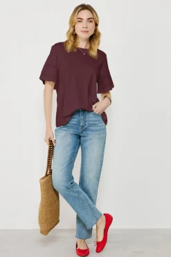 Mujer Vila Camisetas>Camiseta algodón orgánico con calados