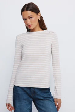 Mujer Springfield Camisetas>Camiseta botones hombro cuello