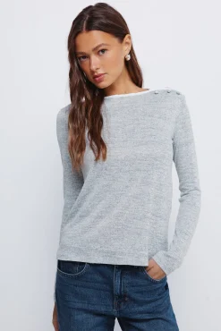 Mujer Springfield Camisetas>Camiseta botones hombro cuello