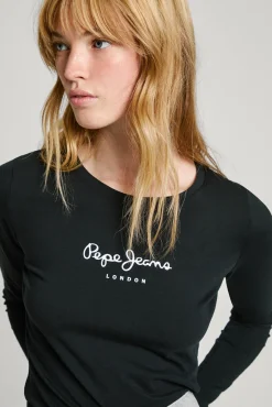 Mujer Pepe Jeans Camisetas>Camiseta básica manga larga logo frontal