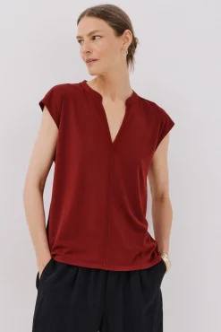 Mujer Cortefiel Camisetas>Camiseta básica sin magnas cuello mao