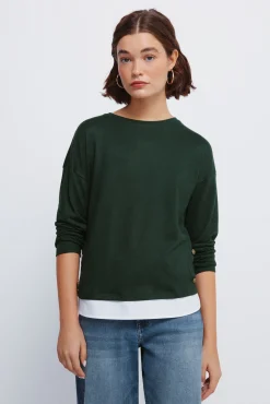 Mujer Springfield Camisetas>Camiseta combinada botones lateral