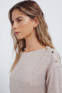 Mujer Springfield Camisetas>Camiseta combinada hombro botones