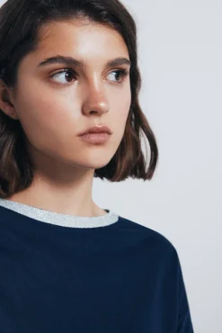 Mujer Springfield Camisetas>Camiseta cuello lurex