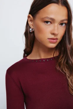 Mujer Springfield Camisetas>Camiseta cuello tachas