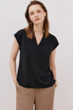 Mujer Cortefiel Camisetas>Camiseta estamapda escote pico fruncido