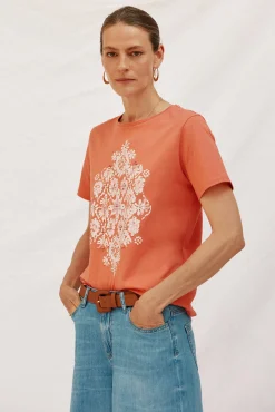 Mujer Cortefiel Camisetas>Camiseta estampado posicional