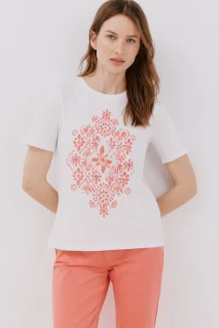 Mujer Cortefiel Camisetas>Camiseta estampado posicional