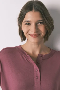 Mujer Women'secret Camisetas>Camiseta holgada manga larga granate