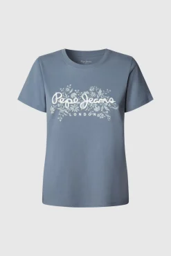 Mujer Pepe Jeans Camisetas>Camiseta Logo Floral Estampado