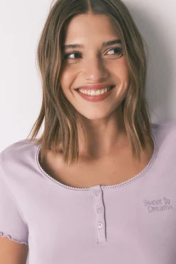 Mujer Women'secret Camisetas>Camiseta manga corta algodón lila