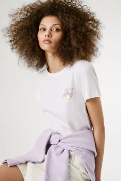 Mujer Pepe Jeans Camisetas>Camiseta manga corta con logo bordado y dibujo trasero.