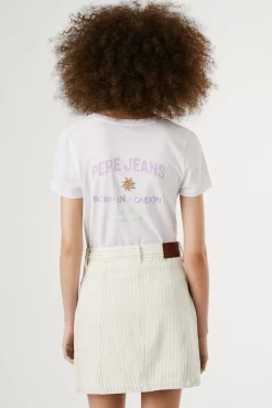 Mujer Pepe Jeans Camisetas>Camiseta manga corta con logo bordado y dibujo trasero.