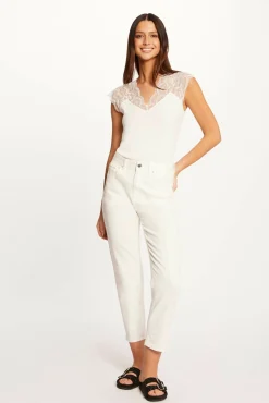 Mujer Morgan Camisetas>Camiseta manga corta con encaje