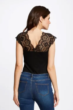 Mujer Morgan Camisetas>Camiseta manga corta con encaje