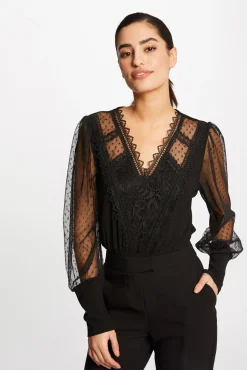 Mujer Morgan Camisetas>Camiseta manga larga con plumeti