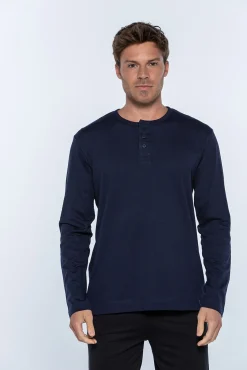 Hombre Punto Blanco Pijamas>Camiseta manga larga hombre