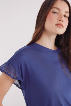 Mujer Springfield Camisetas>Camiseta manga volante plumeti