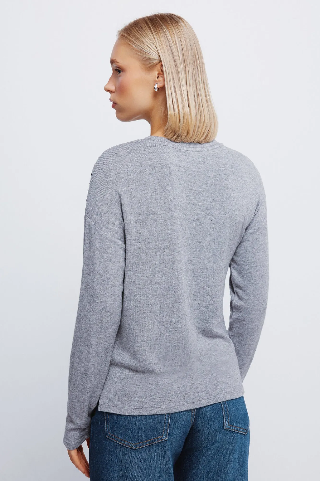 Mujer Springfield Camisetas>Camiseta punto cortado tachas