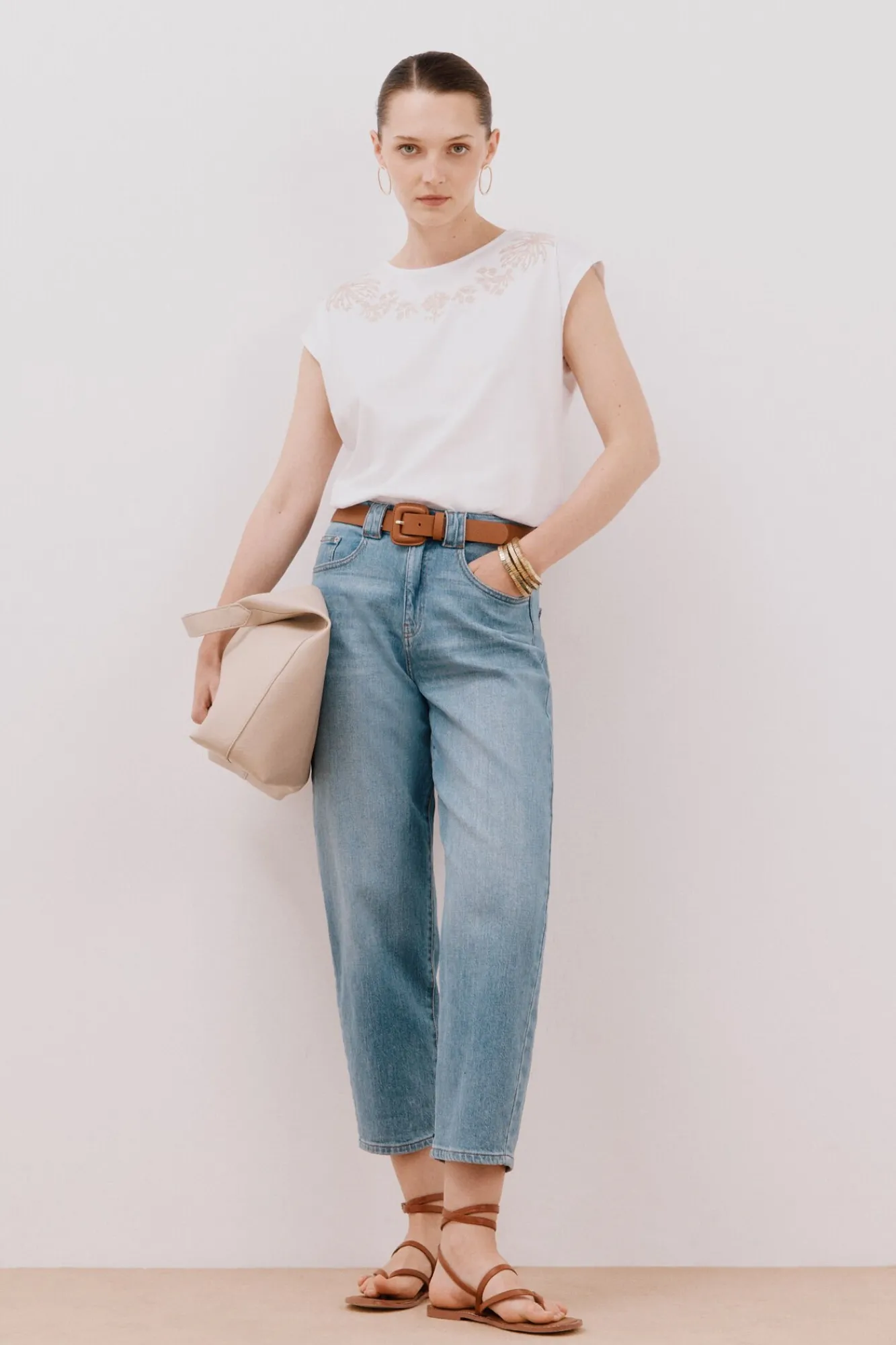 Mujer Cortefiel Camisetas>Camiseta sin mangas estampada y bordada