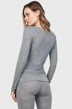 Mujer Gisela Camisetas>Camiseta termal cuello pico con encaje