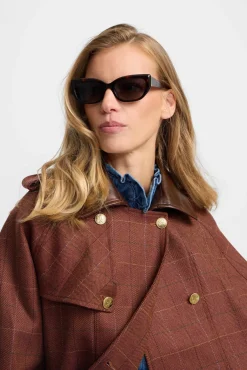 Mujer Silbon Chaquetas|Abrigos>Capa detalles cuero cuadros