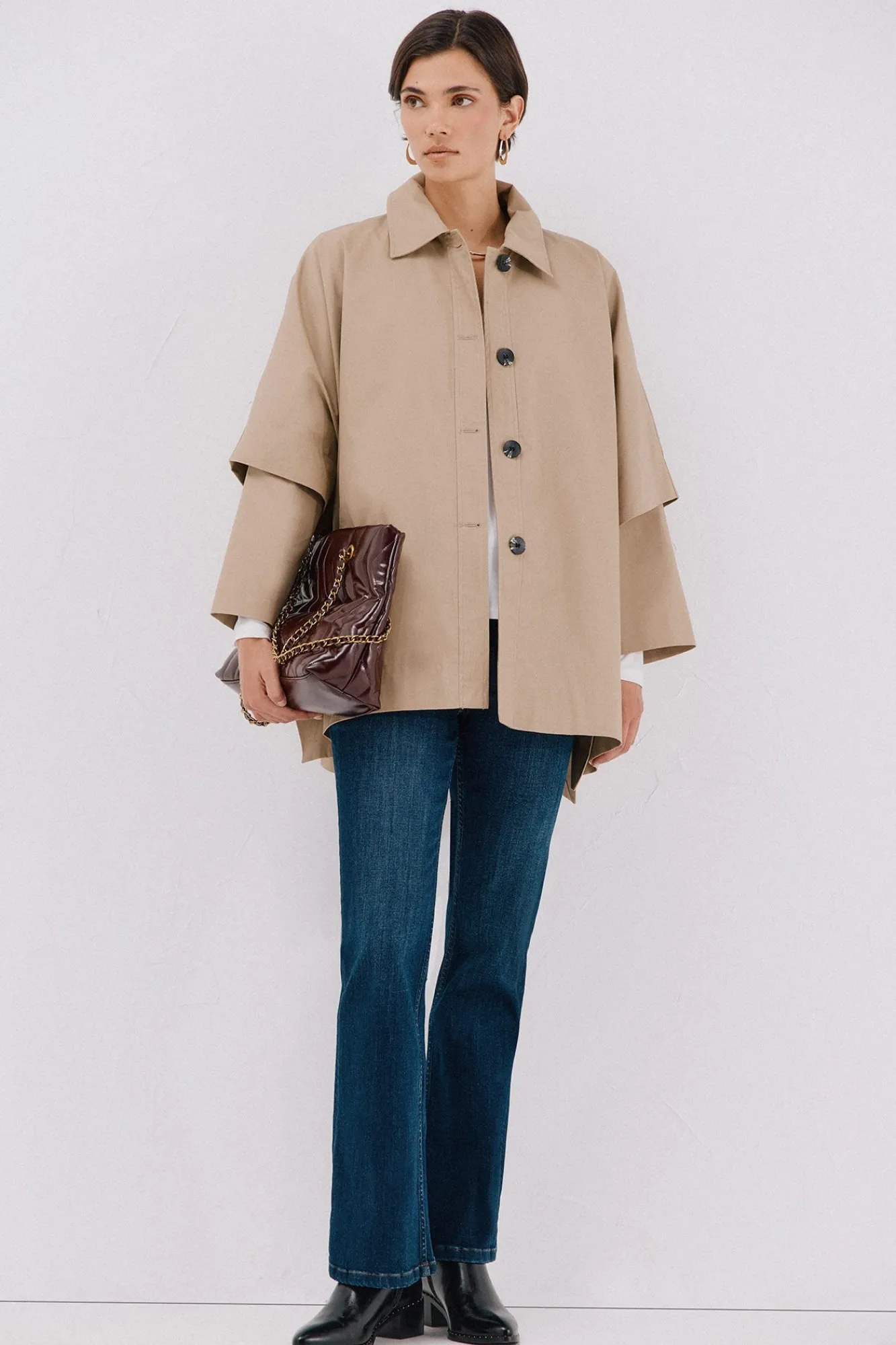 Mujer Cortefiel Abrigos>Capa en tejido gabardina