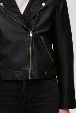 Mujer Selected Chaquetas>Cazadora Biker Cropped 100% piel.