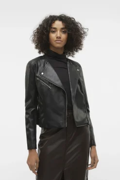 Mujer Vero Moda Chaquetas>Cazadora biker de polipiel de mujer