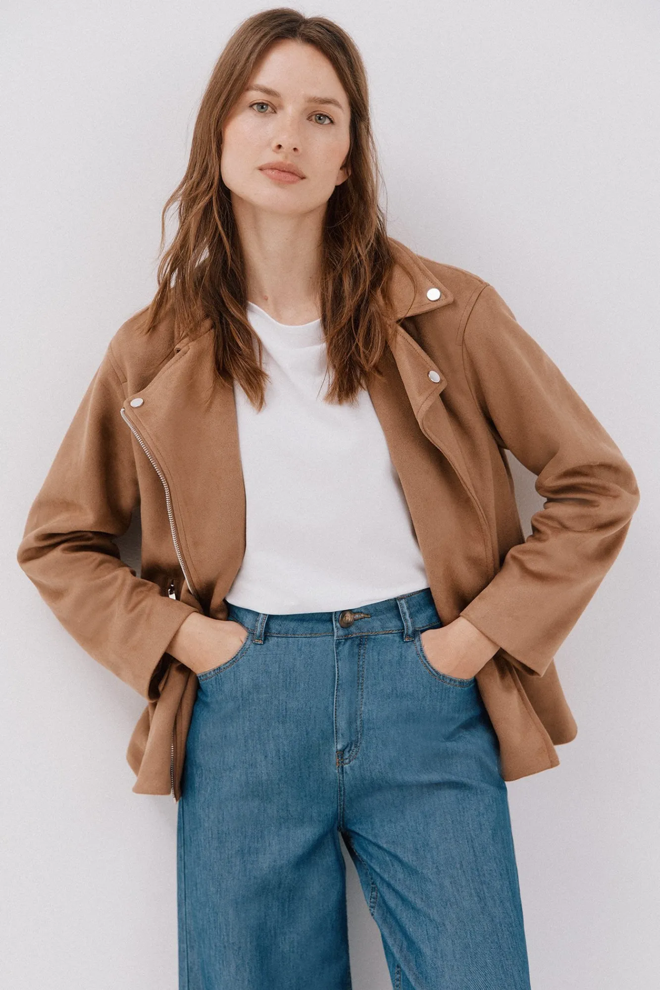 Mujer Cortefiel Chaquetas>Cazadora biker efecto ante