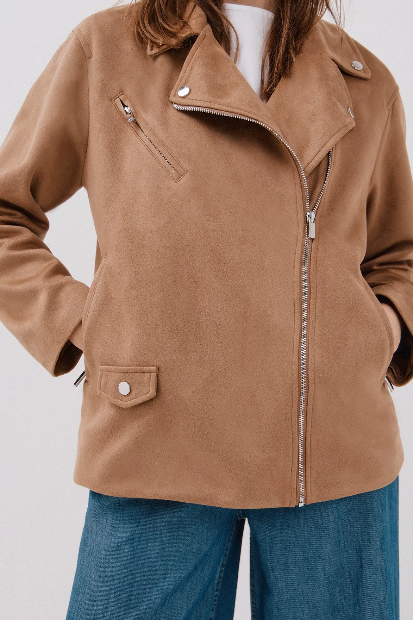 Mujer Cortefiel Chaquetas>Cazadora biker efecto ante