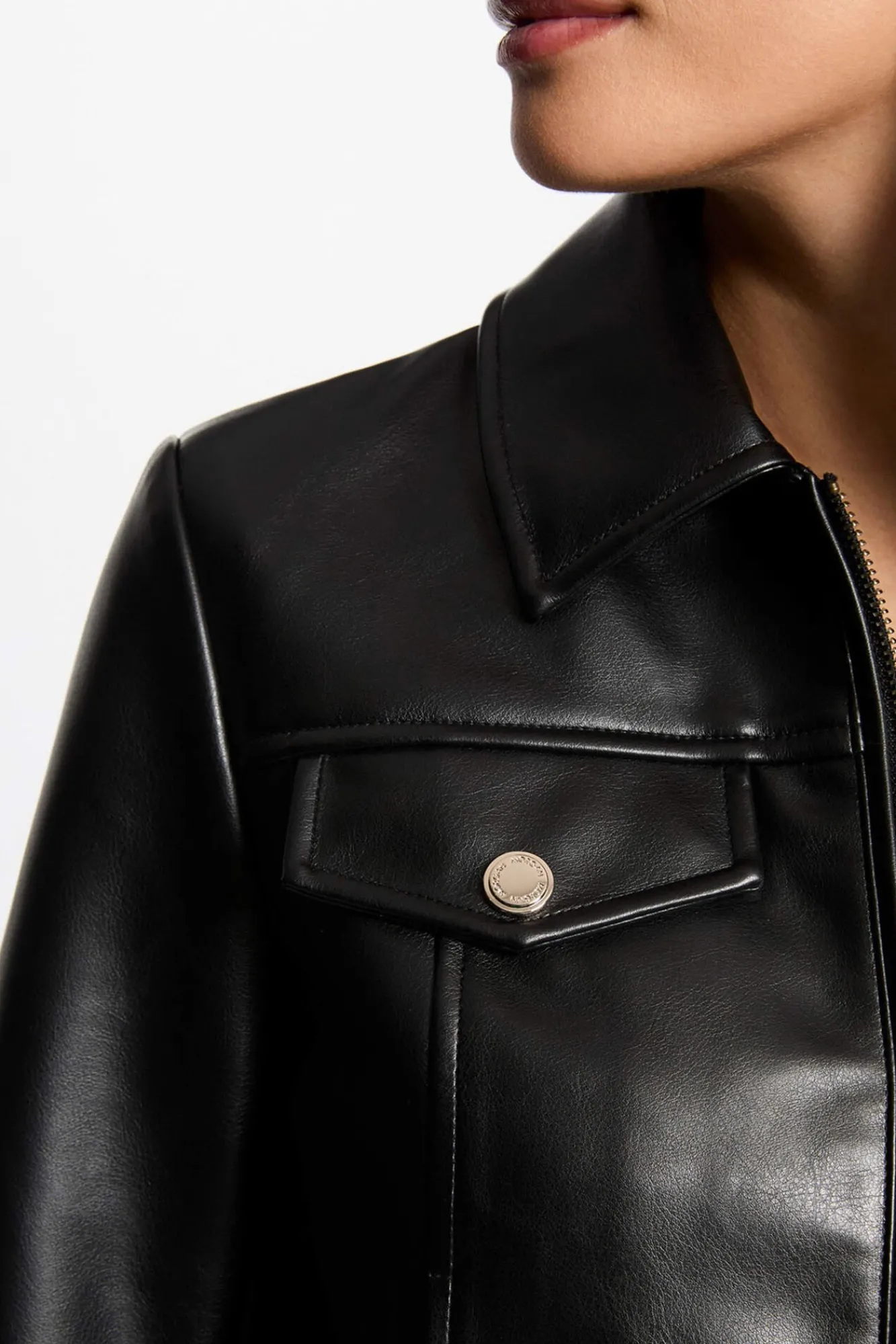 Mujer Morgan Chaquetas>Cazadora corta cuero sintético