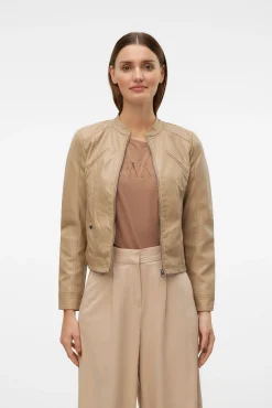 Mujer Vero Moda Chaquetas>Cazadora efecto piel cuello Perkins