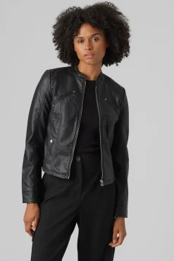 Mujer Vero Moda Chaquetas>Cazadora efecto piel cuello Perkins
