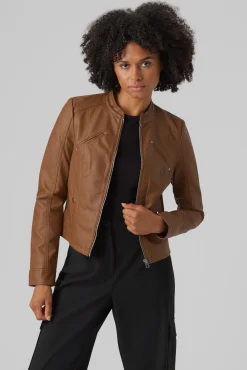 Mujer Vero Moda Chaquetas>Cazadora efecto piel cuello Perkins