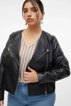 Mujer Vero Moda Curve Chaquetas>Cazadora efecto piel Curve