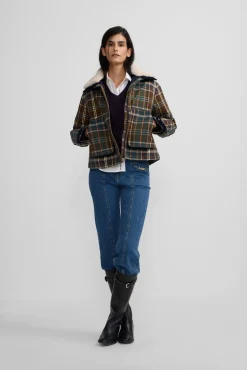 Mujer Silbon Chaquetas>Cazadora encerada borrego cuadros