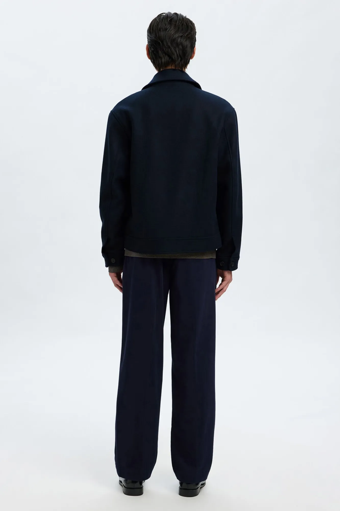 Hombre Selected Chaquetas>Cazadora lana corta con cremallera