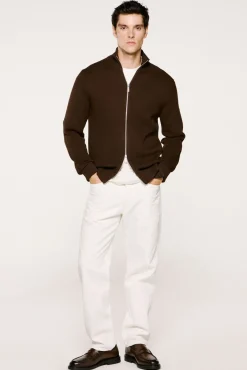 Hombre Selected Jerséis>Cazadora punto cremallera 100% algodón orgánico