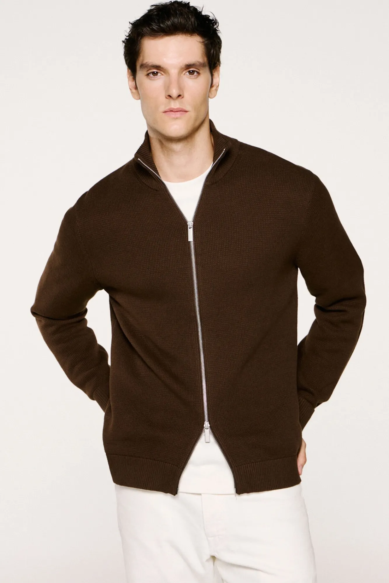 Hombre Selected Jerséis>Cazadora punto cremallera 100% algodón orgánico