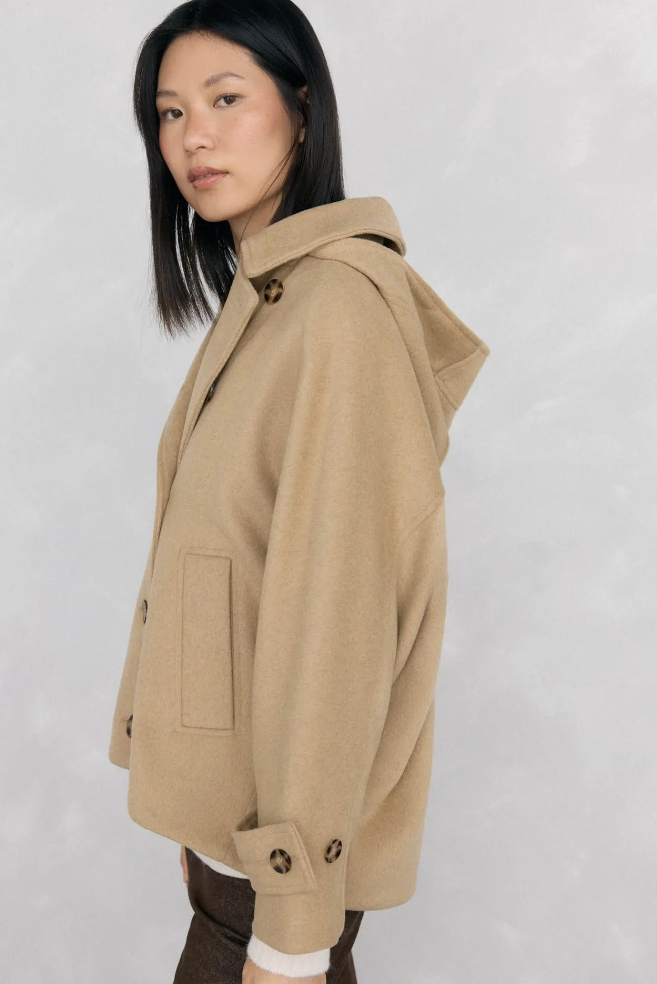 Mujer Pedro del Hierro Chaquetas>Cazadora tipo capa capucha