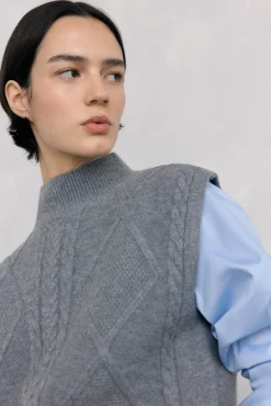 Mujer Pedro del Hierro Jerséis>Chaleco abotonadura central y ochos espalda